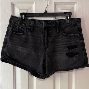 Time and Tru Black Distressed High-Rise Denim Shorts